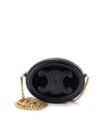 Pre-Owned Celine Triomphe Oval Chain Crossbody Bag Velvet and Leather