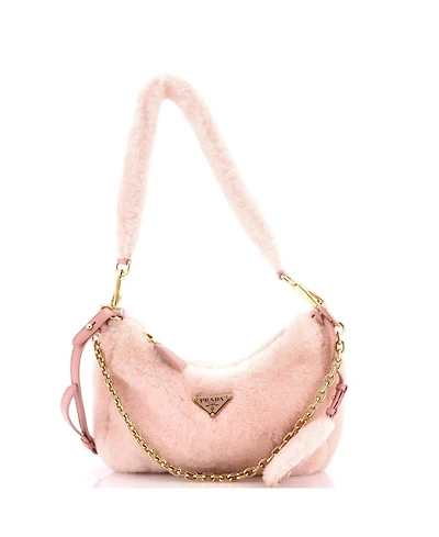 Pre-Owned Prada Mini Re-Edition Shoulder Bag Shearling