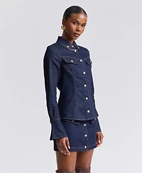 Avec Les Filles Button-Front Collared Top