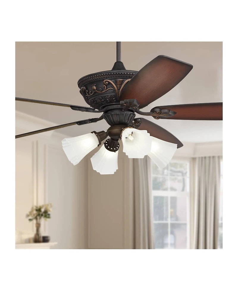 Casa Vieja 60" Montego Industrial Rustic Indoor Ceiling Fan Led Light Frosted Glass for Living Kitchen Home