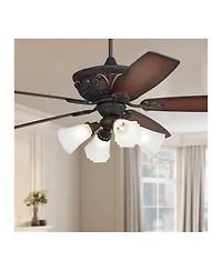 Casa Vieja 60" Montego Industrial Rustic Indoor Ceiling Fan Led Light Frosted Glass for Living Kitchen Home