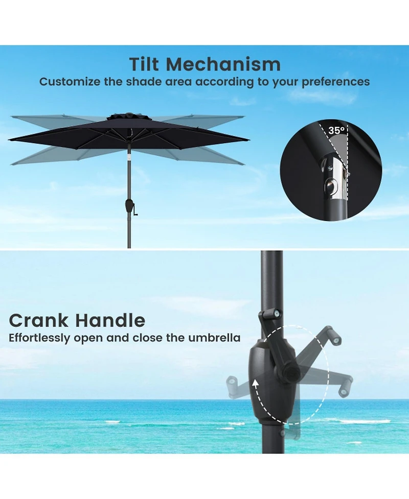 Gouun 7.5 feet Heavy-Duty Outdoor Market Umbrella with Push-Button Tilt and Air Vent