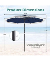 Gouun 10 Feet Solar Patio Umbrella with 24 Led Lights and Tassel Accent for Yard