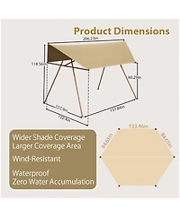 Asagikoiai Hexagonal Shade Outdoor Sail Canopy, Patio Uv Block Sun Shade Tent with Poles