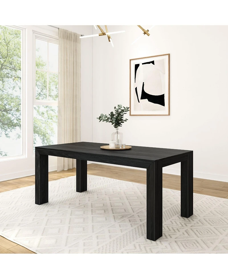 Plank+Beam 72" Modern Dining Table for 6, Solid Wood Rectangular Kitchen/Dining Room, Seashell Wirebrush