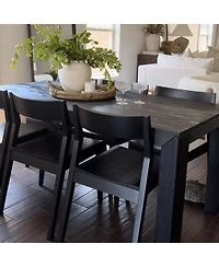Plank+Beam 72" Modern Dining Table for 6, Solid Wood Rectangular Kitchen/Dining Room, Seashell Wirebrush
