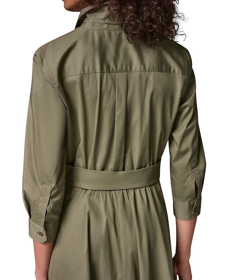 Donna Karan Weekend Women's Poplin Collared 3/4-Sleeve Shirt Dress