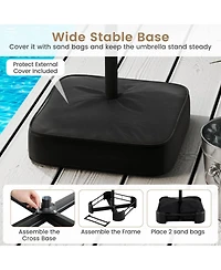 Gouun Double-Sided Twin Patio Market Umbrella with Crank Lift