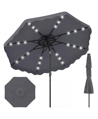 Gouun 9 Feet Solar Led Patio Umbrella with Push Button Tilt and 8 Ribs