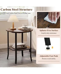 Sugift Round Side Table Small End Table with Storage Shelf 2-Tier for Small Space