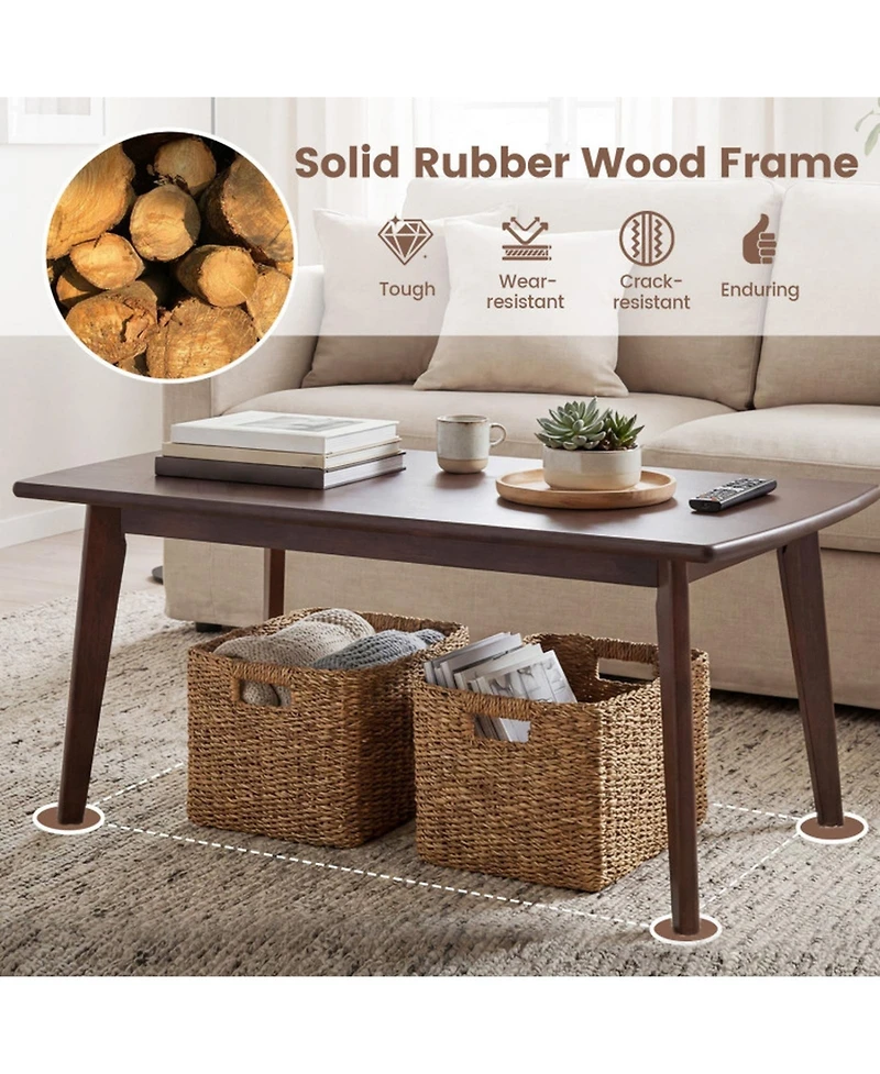 Sugift Solid Wood Modern Center Table with Tapered Legs 34.5in