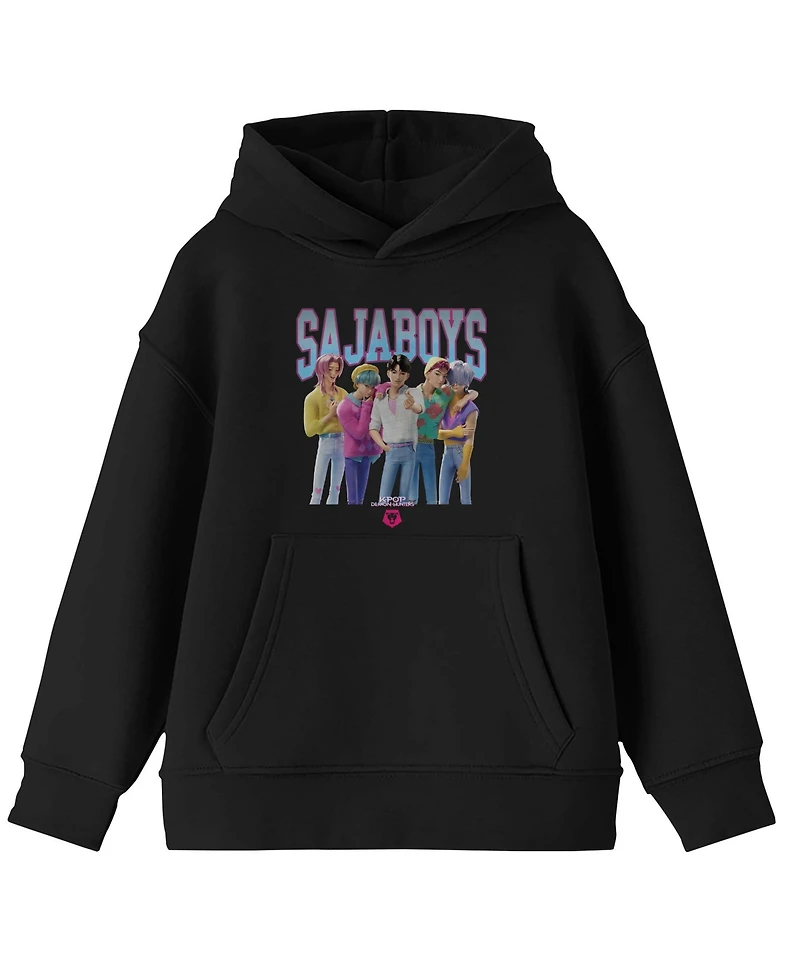 KPop Demon Hunters Saja Boys Xs - Xxl Group Shot Youth Long Sleeve Hooded Sweatshirt-Large