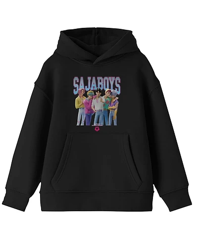 KPop Demon Hunters Saja Boys Xs - Xxl Group Shot Youth Long Sleeve Hooded Sweatshirt-Large