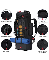 Piscifun 70L 100L Expandable Waterproof Hiking Backpack With Rain Cover Molle System For Camping Trekking