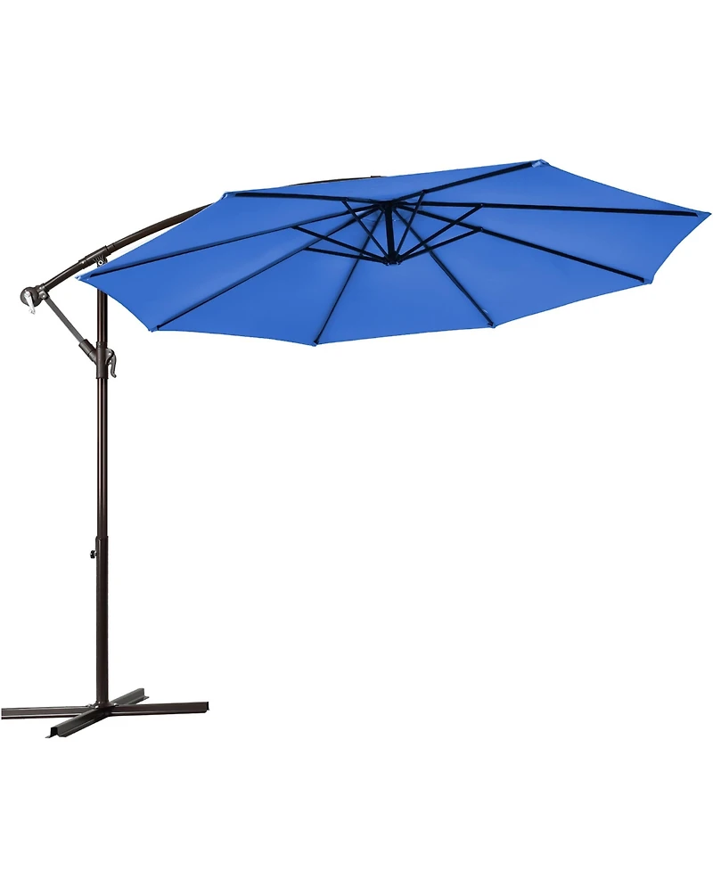 Gymax 10 Patio Cantilever Offset Umbrella Yard Garden Outdoor with 8 Ribs