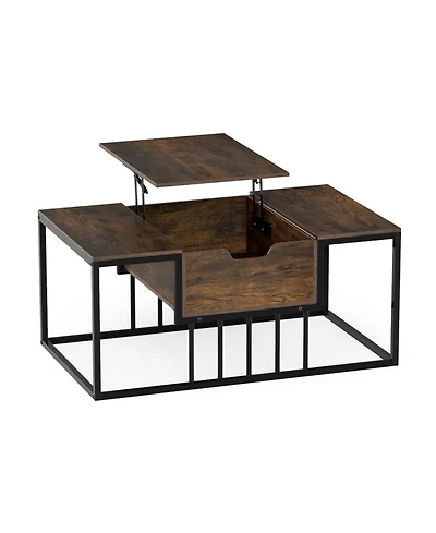 Sugift Lift Top Center Table with Hidden Storage Compartment and 23.5in Raised Workspace