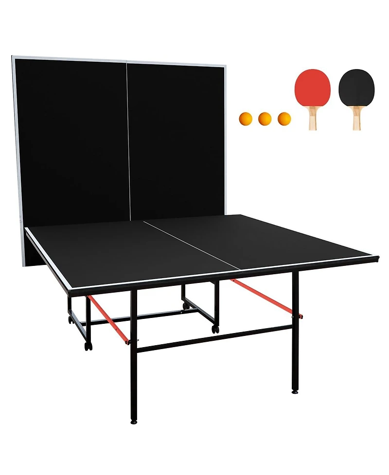Baofuwish 9feet Regulation Table Tennis Foldable with Wheels Playback Mode Indoor Ping Pong for Home Gym