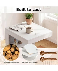 Sugift C-Shaped End Table with Wheels and 3-Angle Adjustable Desktop for Sofa Couch Bedside