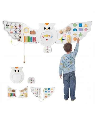 Hongge 11-in-1 Owl Busy Board Fine Motor Skills Stem Learning Activity Center, Ages 3+