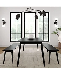 Plank+Beam 72" Mid-century Modern Solid Wood Dining Table Set with 2 Benches