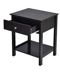 Costway Nightstand with Drawer Storage Shelf Wooden Bedside Sofa Side Table