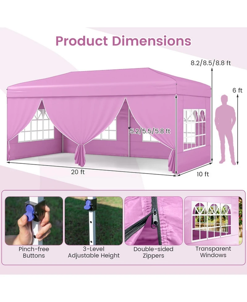 Gouun Pop Up Canopy Tent with One-Hand Center Lock and 6 Sidewalls