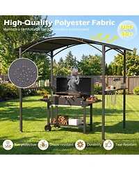 Gouun Outdoor Grill Gazebo Bbq Canopy with Metal Frame and Shelves