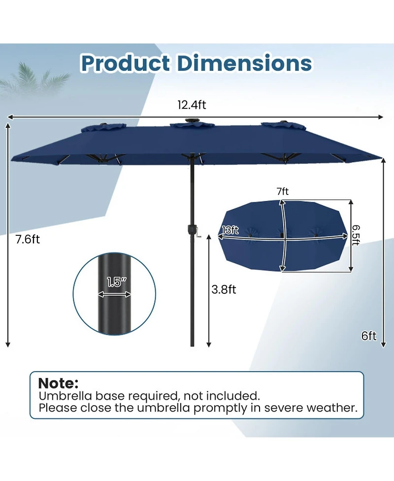 Gouun Double-Sided Patio Umbrella with Color-Changing Solar Led Lights