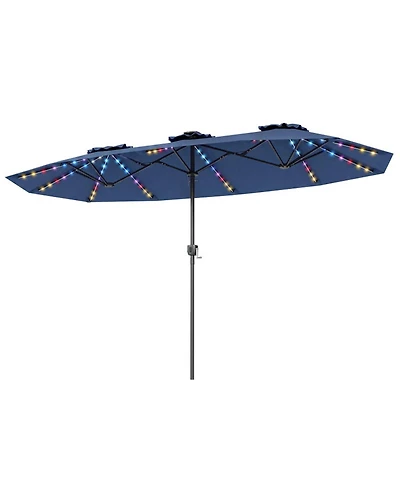 Gouun Double-Sided Patio Umbrella with Color-Changing Solar Led Lights