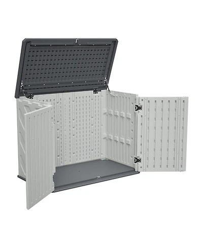 Mondawe Horizontal Outdoor Storage Shed 28 Cubefeet Lockable Hdpe Cabinet Waterproof