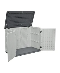 Mondawe Horizontal Outdoor Storage Shed 28 Cubefeet Lockable Hdpe Cabinet Waterproof