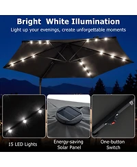 Gouun 10 Feet Patio Cantilever Umbrella with Foot Pedal Rotation and Led