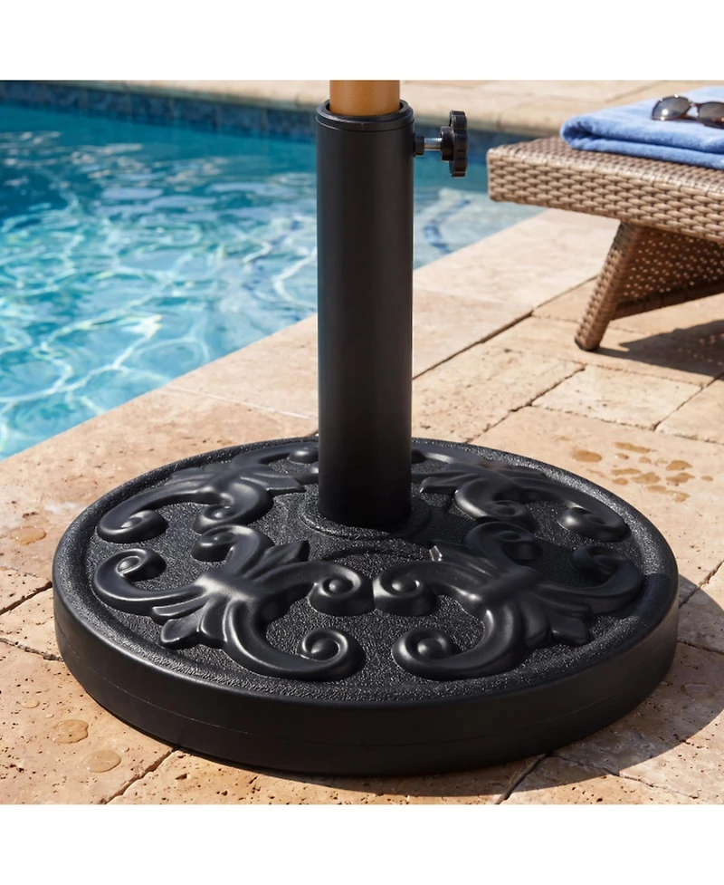 Gouun 26.5 Lb Heavy-duty Round Umbrella Stand with Iris Pattern and Adjustable Knob