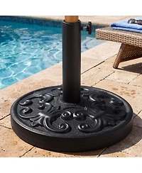 Gouun 26.5 Lb Heavy-duty Round Umbrella Stand with Iris Pattern and Adjustable Knob