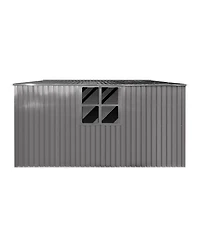 Mondawe 14 x 12 Feet Outdoor Metal Storage Shed with Firewood Storage, Apex Roof Garden Tool Shed