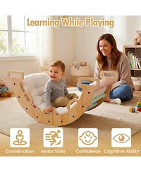 Sugift Montessori 3-in-1 Wooden Rocking Climbing Arch