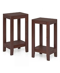 Sugift Set of 2 2-Tier End Tables with Storage Shelf
