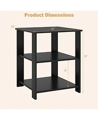 Sugift 3-Tier Modern Nightstand Square Side Table with Open Storage Shelves