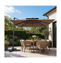 Gouun Patio Cantilever Umbrella with 360 Foot Pedal Rotation