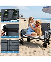 Hongge 2-in-1 Collapsible Beach Wagon Convertible to a Bench