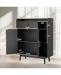 Sugift Free Standing Floor Storage Cabinet Cupboard Chest with 1 Drawer