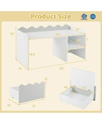 Sugift Scalloped Kids Bookshelf and Toy Storage Organizer for Playroom