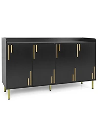 Sugift 55 Inch Buffet Cabinet with 4 Doors and 5 Metal Legs Modern Credenza