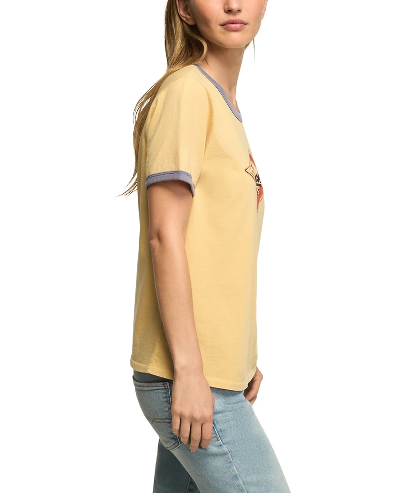 Lucky Brand Women's The Beach Boys Emblem Retro Graphic Ringer Tee