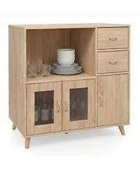 Sugift 36 Inch Sideboard Buffet Cabinet with Open Compartment and Drawers