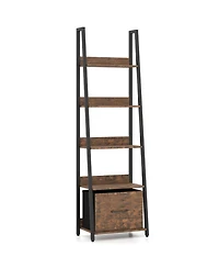 Sugift 5-Tier Ladder Bookshelf with Fabric Drawer for Home Office