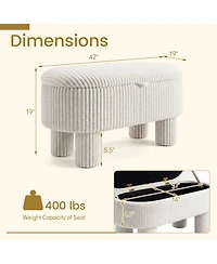 Sugift 42 in Corduroy Upholstered Storage Ottoman Bench Foot Stool