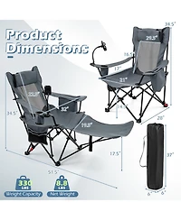 Hongge 2-in-1 Reclining Camping Chair Featuring Detachable Footrest