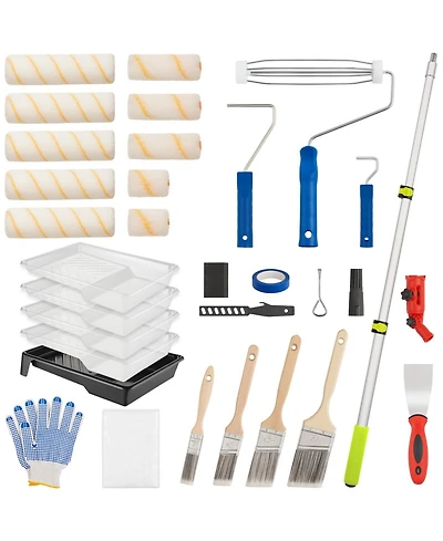 Xdovet Paint Roller Set includes extension pole, roller, tray, and multi-angle extension joint