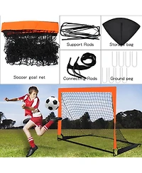 Aofar 2 Pack Portable Soccer Goals Pop Up Indoor Outdoor Foryard 4' X 3